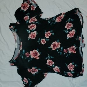 Floral Black shoulder-less blouse